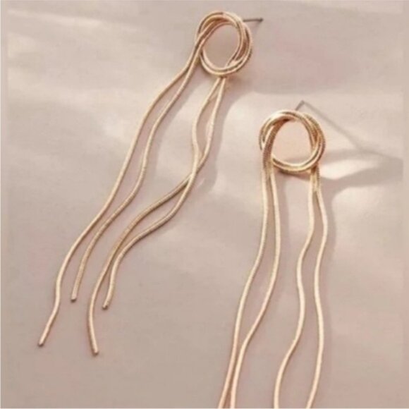 New! Anthropologie Jewelry Sunday Gold Loop Drop Earrings NWOT - Picture 1 of 2